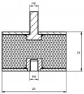 Amortyzator Ø 25 x 15 x M8
