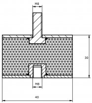 Amortyzator Ø 40 x 30 x M8