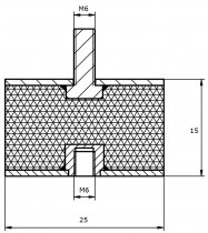 Amortyzator Ø 25 x 15 x M8